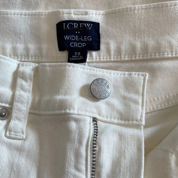 J.Crew Factory Wide Leg Cropped All Day Stretch Jean Denim Trip BR051 White 25 - Picture 11 of 12